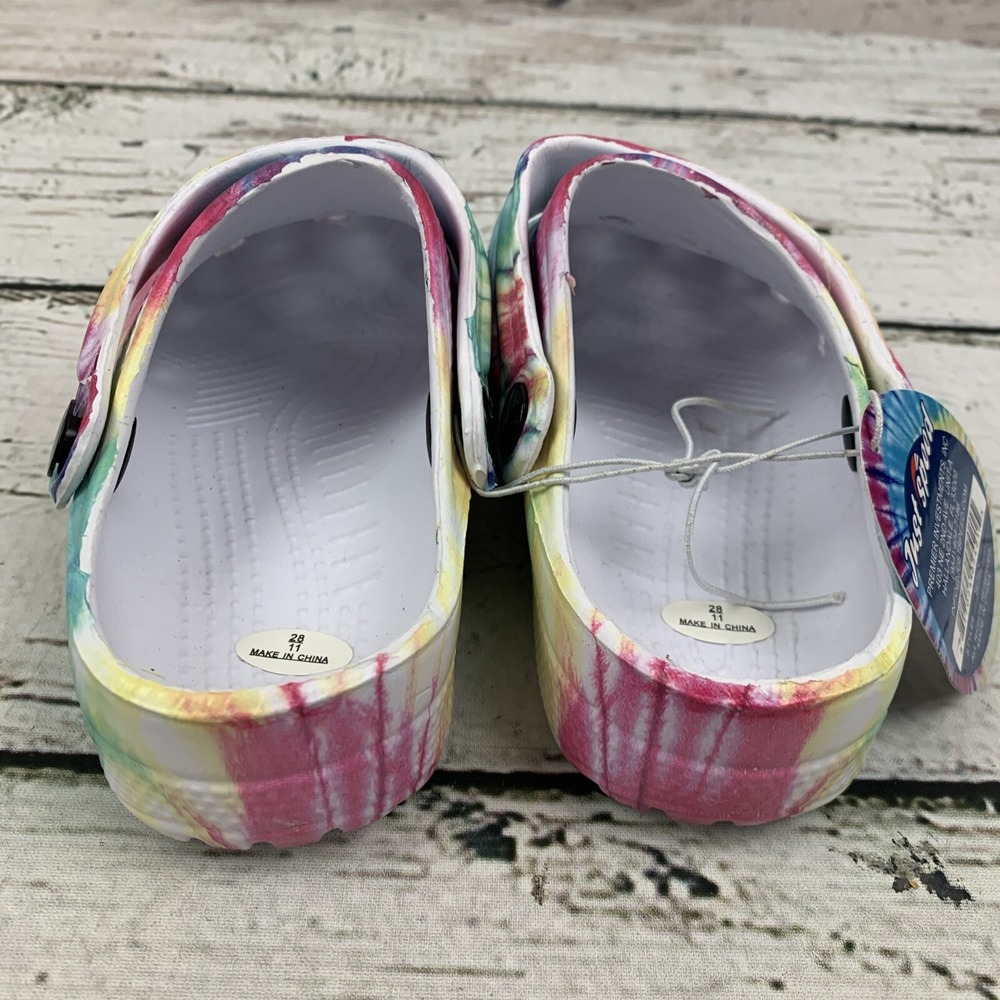 Just Speed Kids Clogs w/ Strap Tye Dye‎ Purple, Pink & Green [Girls Size 11] - Picture 4 of 9